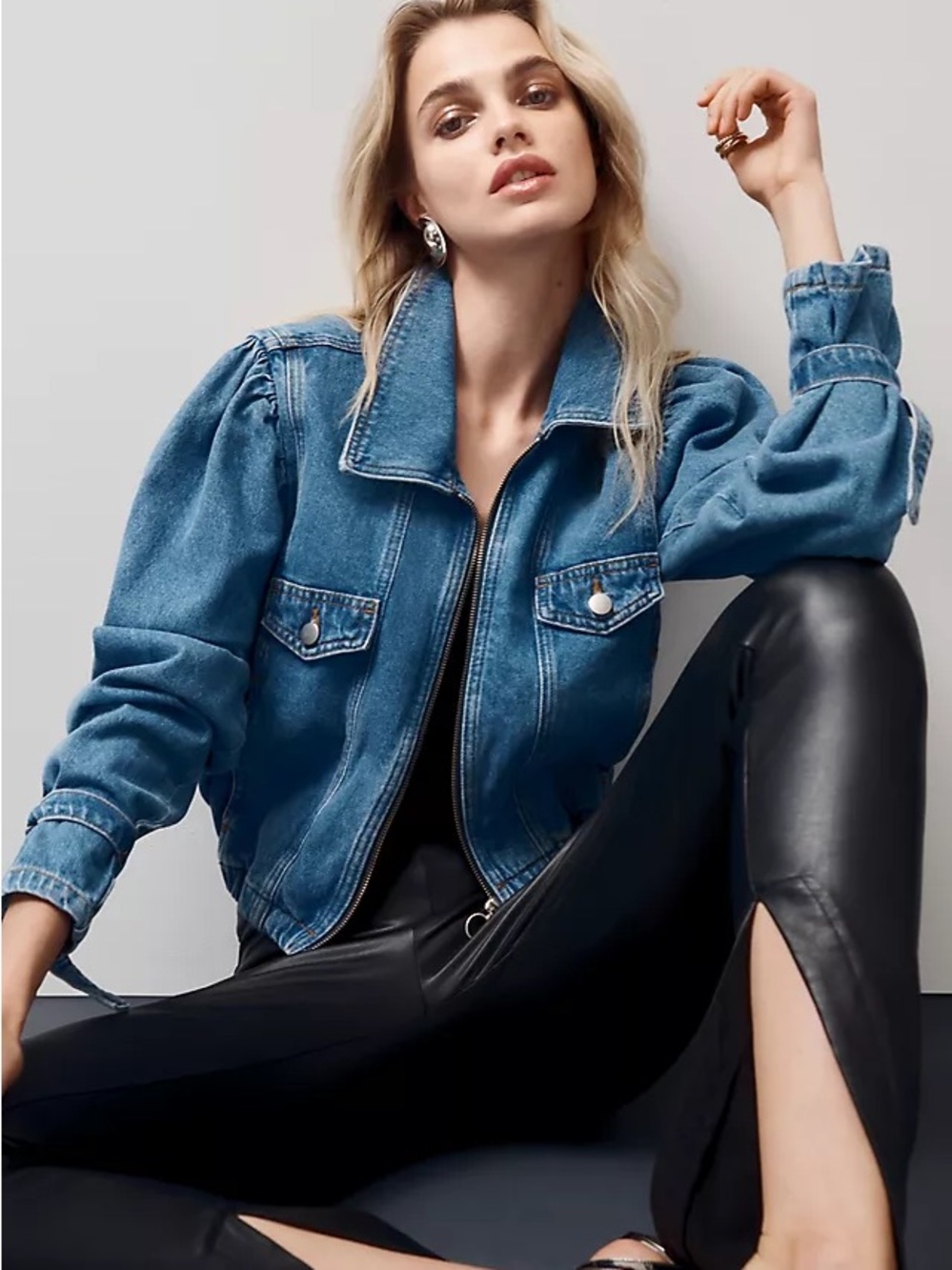 Anthropologie Maeve Puff Sleeve Bomber